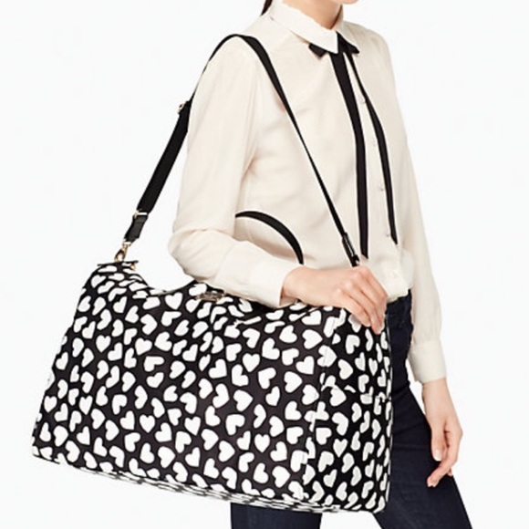 Kate Spades Stylish Black and White Heart Pattern Women's Bag - Picture 13 of 13